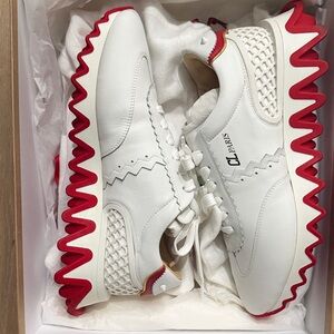 Christian Louboutin White and red shark sneakers NEW size 42 (8.5-9)